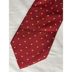 Brooks Brothers Makers Repp Tie Red Apples Print Silk USA Made